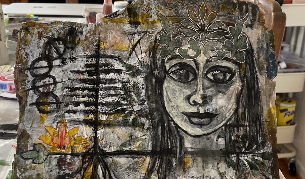 multimedia art woman's face