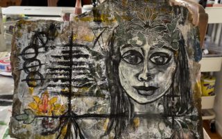 multimedia art woman's face