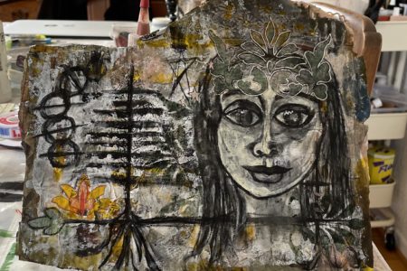 multimedia art woman's face