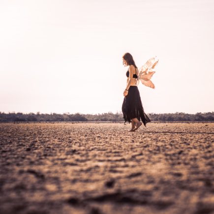 woman with wings in a field