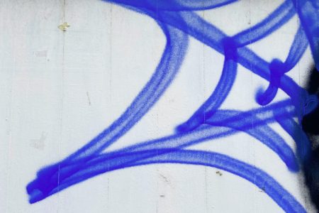 spider web painted in blue paint